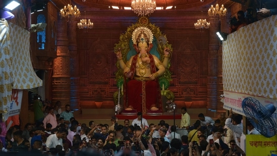 For the first time since 1934, Lalbaugcha Raja has to call off the grand festivities in 2020 due to Covid-19. After a gap of two years, the Mandal has reopened for devotees to seek blessings from Lord Ganesha again.(ANI)