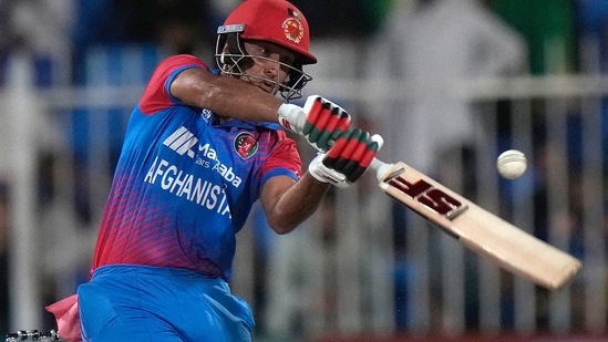 Afghanistan's Najibullah Zadran bats during the T20 cricket match of Asia Cup between Sri Lanka and Afghanistan(AP)