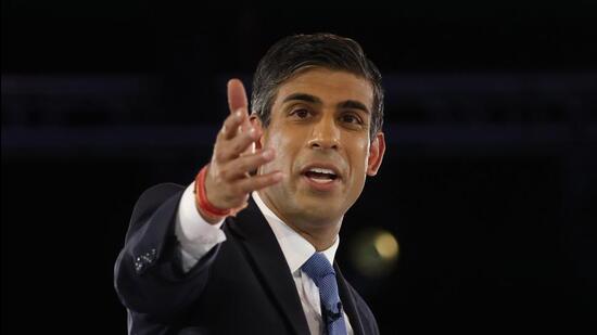 Rishi Sunak, former chancellor of the exchequer, speaks during a Conservative Party leadership hustings in London, UK. (Bloomberg)