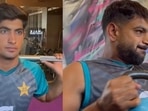 Naseem Shah and Shadab Khan during a Pakistan training session.