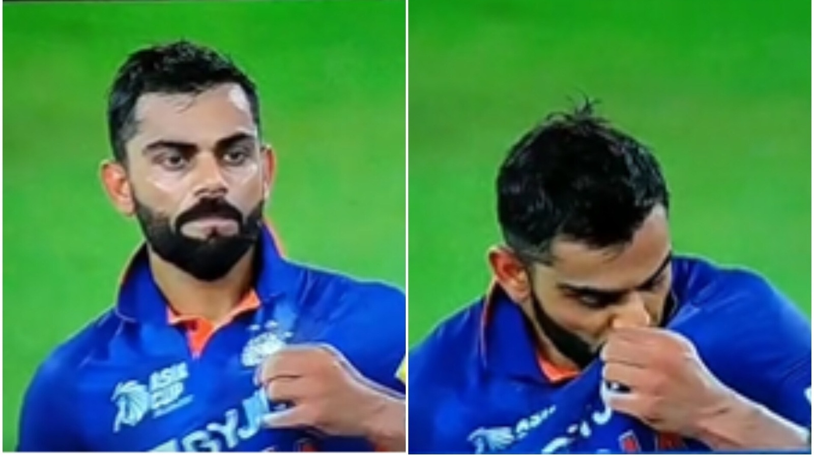 watch-virat-kohli-s-special-kiss-the-badge-celebration-after-reaching-50-with-classy-six-in-ind-vs-pak-asia-cup-tie