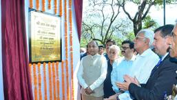Himachal Pradesh chief minister Jai Ram Thakur inaugurates a project at Sundernagar in Mandi district on Sunday. (Birbal Sharma / HT)