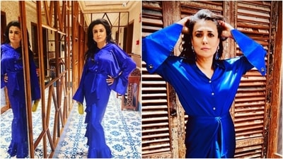 Mini Mathur’s electric blue gown is giving us all the weekend fashion inspo (Instagram/@minimathur) Mini Mathur’s electric blue gown is giving us all the weekend fashion inspo (Instagram/@minimathur)