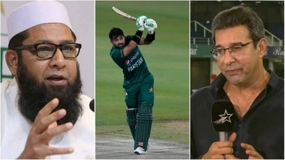 Inzamam-ul-Haq; Mohammad Rizwan; Wasim Akram (AP/Twitter) Inzamam-ul-Haq; Mohammad Rizwan; Wasim Akram (AP/Twitter)