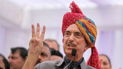 Former chief minister Ghulam Nabi Azad addresses a public rally in Jammu. (PTI) Former chief minister Ghulam Nabi Azad addresses a public rally in Jammu. (PTI)