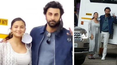 Alia Bhatt and Ranbir Kapoor spotted at Kalina airport. (Varinder Chawla) Alia Bhatt and Ranbir Kapoor spotted at Kalina airport. (Varinder Chawla)