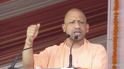 Uttar Pradesh chief minister Yogi Adityanath at a public meeting in Rampur on Sunday. (PTI PHOTO) Uttar Pradesh chief minister Yogi Adityanath at a public meeting in Rampur on Sunday. (PTI PHOTO)