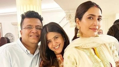 Ekta Kapoor and Karishma Tanna are very good friends. Karishma shot to fame with Ekta's show Kyunki Saas Bhi Kabhi Bahu Thi, in which she played the role of Indira. The two posed for a few photographs together at the celebration.&nbsp; 