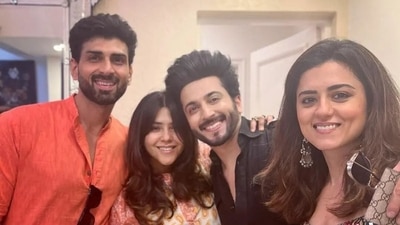 Ekta Kapoor hosted a star-studded gathering at her house during the ongoing Ganpati festival. She was joined by Kundali Bhagya actor and now Jhalak Dikhhla Jaa participant Dheeraj Dhoopar and actor Ridhi Dogra at her residence on Saturday.&nbsp; 