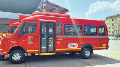 Mumbai, India - September 16, 2019 : City’s first batch of five air-conditioned (AC) mini buses which will be operated mostly on feeder routes — shorter routes that serve as last mile connectivity in the city. The buses have a seating capacity of 21 passengers and standing capacity of seven passengers. HT Photo (Hindustan Times) Mumbai, India - September 16, 2019 : City’s first batch of five air-conditioned (AC) mini buses which will be operated mostly on feeder routes — shorter routes that serve as last mile connectivity in the city. The buses have a seating capacity of 21 passengers and standing capacity of seven passengers. HT Photo (Hindustan Times)