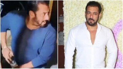 Salman khan fits a filled glass in his pocket while arriving at a party. Salman khan fits a filled glass in his pocket while arriving at a party.