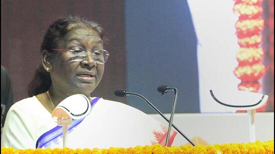 President Droupadi Murmu addresses the closing ceremony of diamond jubilee celebrations of IIT Delhi, in New Delhi, Saturday (PTI) President Droupadi Murmu addresses the closing ceremony of diamond jubilee celebrations of IIT Delhi, in New Delhi, Saturday (PTI)