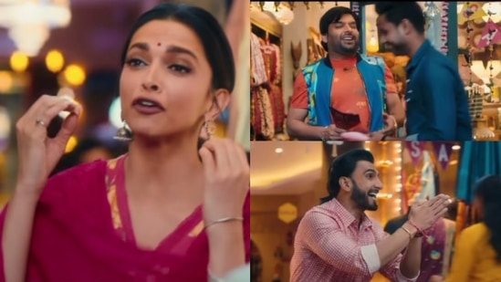 Deepika Padukone, Ranveer Singh, and Kapil Sharma in a new ad.