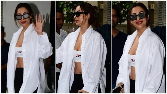 Malaika Arora stepped out in Mumbai dressed in a white bralette and oversiz...