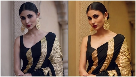 Meanwhile, for the glam picks, Mouni went for bold smoky eye shadow, dark red lip shade, mascara on the lashes, blushed cheeks, on-fleek brows, sharp contouring, and beaming highlighter. What do you think of this look?(Instagram)