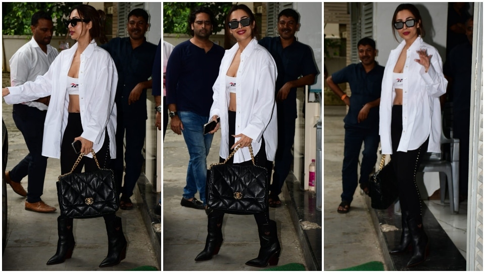 Malaika Arora's Blue Knit Pantsuit And Versace Bralette Leaves Us In Total  Shreds