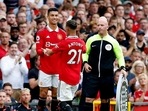 Manchester United's Cristiano Ronaldo comes on as a substitute to replace Antony&nbsp;