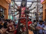 The festival of Durga Puja will be observed from October 1 this year and will go on till October 5. It starts with Mahalaya (September 25) with the ritual of 'pran pratistha' which is done by painting the eyes on the idol goddess Durga. Sasthi, Saptami, Ashtami are the other auspicious days with their own significance and rituals. The celebrations culminate on Vijaya Dashami day when the idols are immersed in rivers. After a two-year hiatus due to the global Covid-19 pandemic, the City of Joy Kolkata is finally happy to host one of the country's biggest festivals once again with much favour and enthusiasm.(AFP)