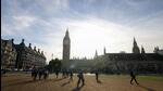 Morning commuters cross parliament square near the Houses of Parliament on the day of the announcement of the new leader of the ruling Conservative Party in London, UK, on Monday. (Bloomberg) Morning commuters cross parliament square near the Houses of Parliament on the day of the announcement of the new leader of the ruling Conservative Party in London, UK, on Monday. (Bloomberg)