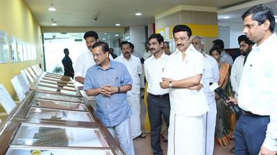 Delhi chief minister Arvind Kejriwal on Monday launched government schools in Tamil Nadu on similar lines to Delhi’s model schools, which his counterpart M K Stalin visited in April this year. (HT) Delhi chief minister Arvind Kejriwal on Monday launched government schools in Tamil Nadu on similar lines to Delhi’s model schools, which his counterpart M K Stalin visited in April this year. (HT)