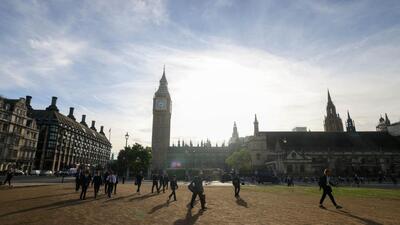 Morning commuters cross parliament square near the Houses of Parliament on the day of the announcement of the new leader of the ruling Conservative Party in London, UK, on Monday. (Bloomberg) Morning commuters cross parliament square near the Houses of Parliament on the day of the announcement of the new leader of the ruling Conservative Party in London, UK, on Monday. (Bloomberg)