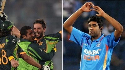 Shahid Afridi (L) and Ravichandran Ashwin (Getty Images | BCCI)