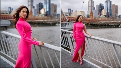 Tamannaah Bhatia bid adieu to Melbourne wearing this stunning pink one shoulder gown featuring a thigh-high slit. (Instagram/@tamannaahspeaks) Tamannaah Bhatia bid adieu to Melbourne wearing this stunning pink one shoulder gown featuring a thigh-high slit. (Instagram/@tamannaahspeaks)