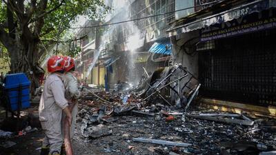 Most of the shops and godowns in the commercial building were being used as warehouses for clothes, officials said. (Sanchit khanna/HT Photo) Most of the shops and godowns in the commercial building were being used as warehouses for clothes, officials said. (Sanchit khanna/HT Photo)