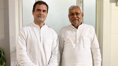 Bihar chief minister Nitish Kumar started his three-day visit to Delhi on Monday, days after he told his party that it was possible defeat BJP if the opposition unites (Twitter/INCIndia) Bihar chief minister Nitish Kumar started his three-day visit to Delhi on Monday, days after he told his party that it was possible defeat BJP if the opposition unites (Twitter/INCIndia)