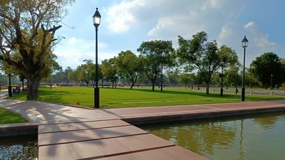 The stretch has red granite walkways spreading around 1.1 lakh square metre with greenery all around, more than 133 light poles along the Rajpath, 4,087 trees, 114 modern signages and stepped gardens. (ANI) The stretch has red granite walkways spreading around 1.1 lakh square metre with greenery all around, more than 133 light poles along the Rajpath, 4,087 trees, 114 modern signages and stepped gardens. (ANI)