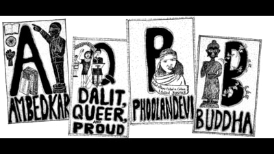 The anti-caste abecedary was commissioned, via an archiving grant, by Party Office, an art and social space in New Delhi. In it, A stands for Ambedkar, B for Buddha and so on. (Images courtesy: Anti-Caste Alphabets; Sunil Abhiman Awachar, Coral and Panther’s Paw Publication) The anti-caste abecedary was commissioned, via an archiving grant, by Party Office, an art and social space in New Delhi. In it, A stands for Ambedkar, B for Buddha and so on. (Images courtesy: Anti-Caste Alphabets; Sunil Abhiman Awachar, Coral and Panther’s Paw Publication)
