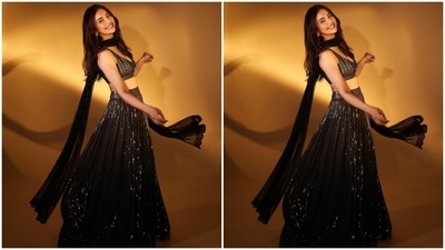 On Sunday, Rakul Preet Singh dropped several pictures of herself dressed in a sequinned black lehenga and bralette set. The actor captioned her post, "[black heart emoji] Always a desi girl." The lehenga set is from the shelves of designer Sawan Gandhi's clothing label and is a perfect pick for attending cocktail parties, receptions or ring ceremonies. (Instagram)