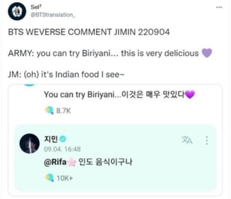 A fan also said, "You can try biriyani... this is very delicious."