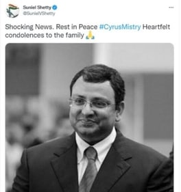 Suniel Shetty also posted a black and white photo of Cyrus.