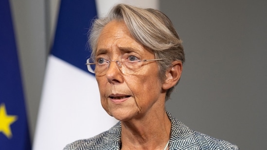 French Prime Minister Elisabeth Borne speaks during a press conference. The 61-year-old engineer is only the second woman to hold the position since May 2022.(AFP)