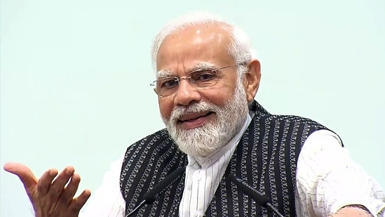 Teachers' Day: Prime Minister Narendra Modi interacts with National Award winning teachers on Teachers Day' in New Delhi on Monday.(ANI)