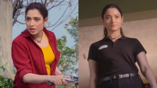 Tamannaah Bhatia in a scene from Babli Bouncer trailer.&nbsp;