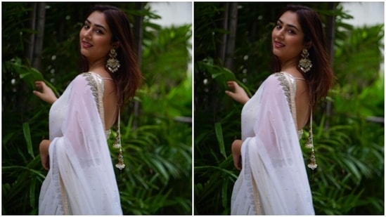 In the end, Disha chose ornate gold-toned jhumkis decorated with multi-coloured stones and beads to accessorise the traditional outfit. What do you think of Disha's look in this white saree?(Instagram)