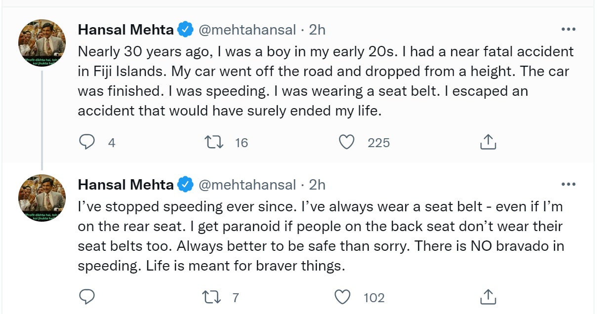 Hansal Mehta's tweet.