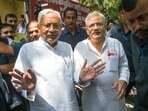 Bihar Chief Minister Nitish Kumar and CPI(M) General Secretary Sitaram Yechury talk to the media after their meeting, in New Delhi, Tuesday, Sept. 6, 2022.