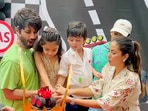 Shahid Kapoor with his family.
