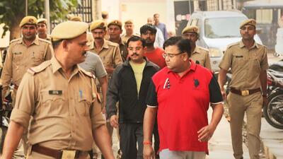 Lakhimpur: Ashish Mishra and other accused in the Lakhimpur Kheri violence case being produced in a Lakhimpur court in October 2021. (PTI File Photo) Lakhimpur: Ashish Mishra and other accused in the Lakhimpur Kheri violence case being produced in a Lakhimpur court in October 2021. (PTI File Photo)