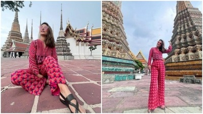 Hina Khan explores Bangkok in a colourful jumpsuit, slays travel fashion goals (Instagram/@realhinakhan) Hina Khan explores Bangkok in a colourful jumpsuit, slays travel fashion goals (Instagram/@realhinakhan)
