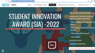 Interested students of IGNOU who have developed something innovative, can submit their applications in the prescribed format for the Student Innovation Award 2022. (Representative) Interested students of IGNOU who have developed something innovative, can submit their applications in the prescribed format for the Student Innovation Award 2022. (Representative)