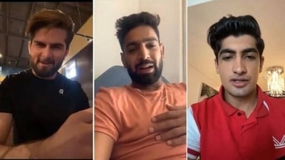 Pakistan pacers Shaheen Afridi, Haris Rauf and Naseem Shah (Screengrab)