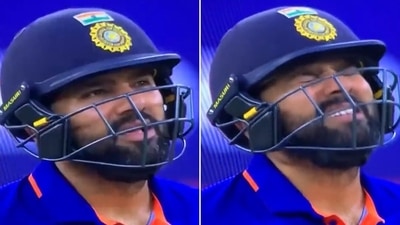 Rohit Sharma reacts after KL Rahul's dismissal. (Screengrab)