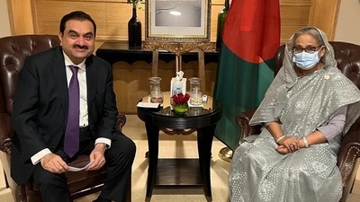 Indian industrialist Gautam Adani called on Bangladesh PM Sheikh Hasina in New Delhi. Indian industrialist Gautam Adani called on Bangladesh PM Sheikh Hasina in New Delhi.