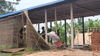 Local residents demolish the madrasa in Assam’s Goalpara district on Tuesday. (Assam Police) Local residents demolish the madrasa in Assam’s Goalpara district on Tuesday. (Assam Police)