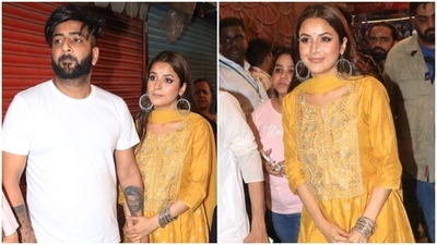 Shehnaaz Gill visits the Lalbaugcha Raja Pandal with her brother, looks pretty in yellow silk suit (HT Photo/Varinder Chawla) Shehnaaz Gill visits the Lalbaugcha Raja Pandal with her brother, looks pretty in yellow silk suit (HT Photo/Varinder Chawla)
