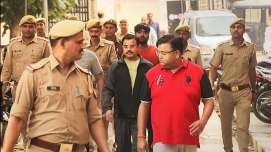 Lakhimpur: Ashish Mishra and other accused in the Lakhimpur Kheri violence case being produced in a Lakhimpur court in October 2021. (PTI File Photo)